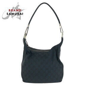 GUCCI black GG canvas hobo shoulder bag